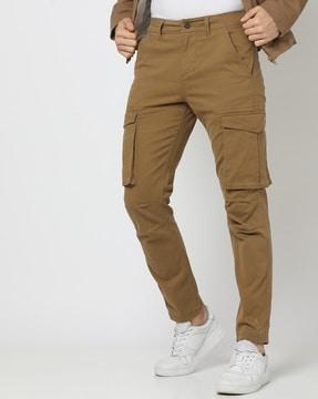men tapered fit flat-front cargo pants