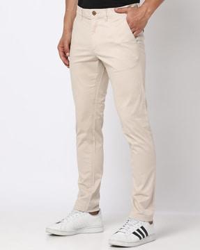 men tapered fit flat-front trousers