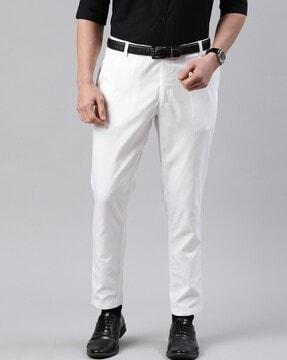 men tapered fit flat-front trousers