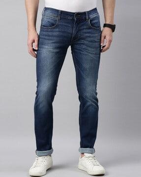 men tapered fit jeans with 5-pocket styling