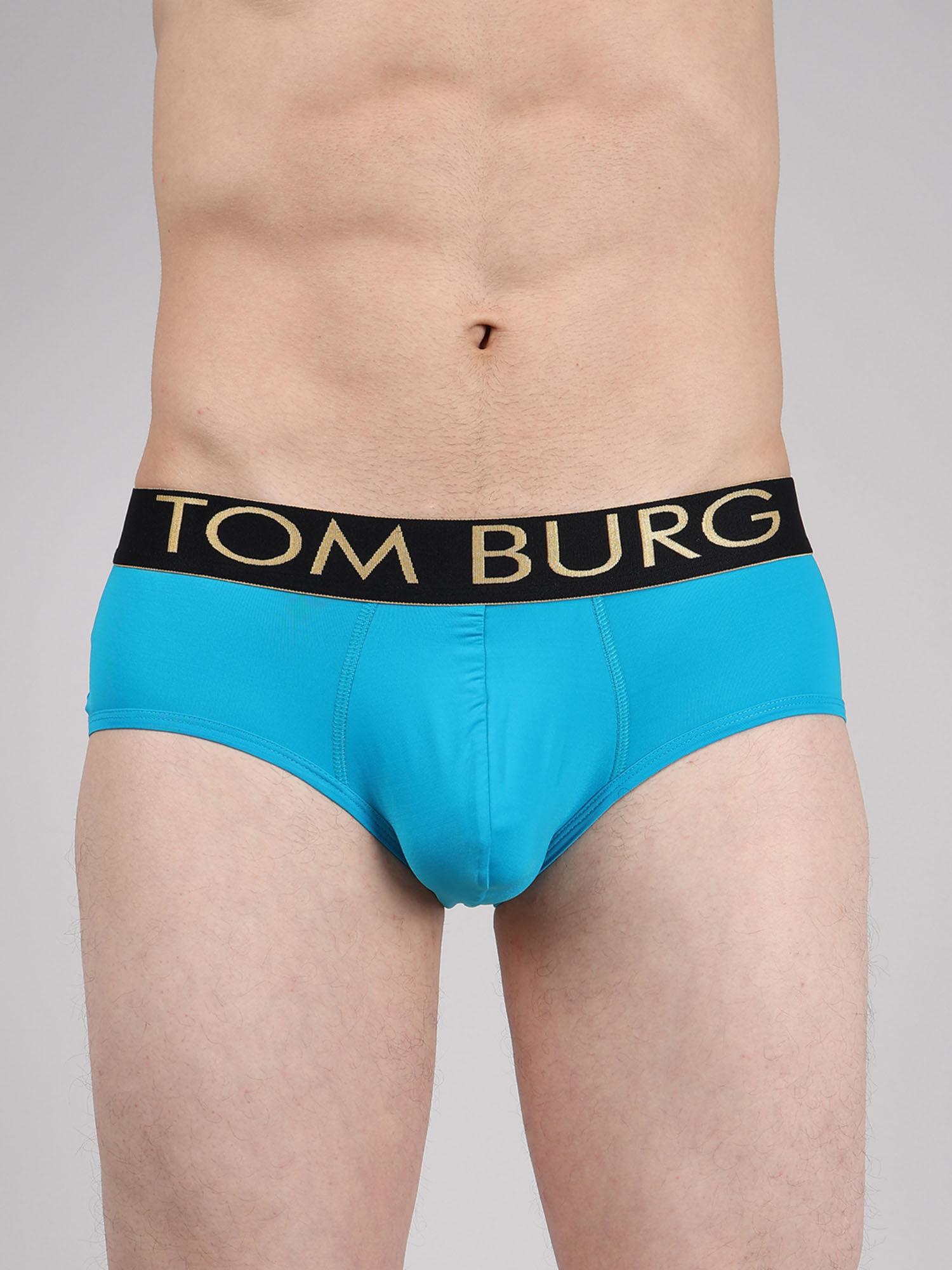 men teal solid brief with ultrasoft waistband