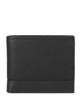 men textured genuine leather bi-fold wallet