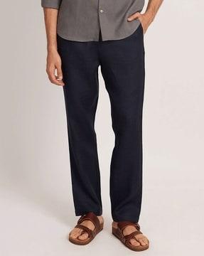 men the linen easy straight fit trousers