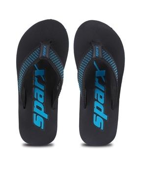 men thong-strap flip-flops with brand print footbed