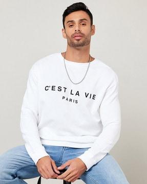 men typographic print relaxed fit sweatshirt