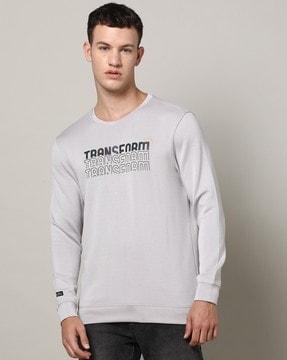 men typographic print slim fit sweatshirt