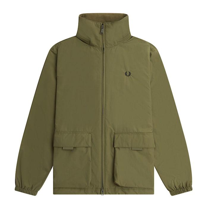 men uniform green plain patch pockets zip-through jacket