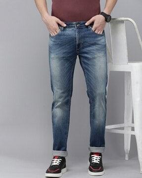 men vapour mid-wash slim fit jeans