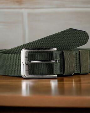 men webbed wide belt with pin-buckle closure