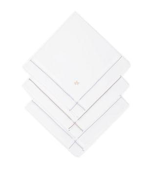 men white contrast border solid handkerchief - pack of 3