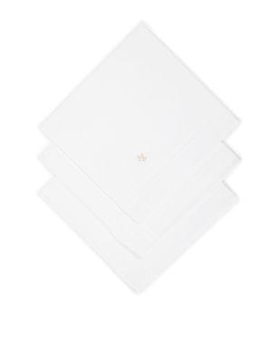 men white embroidered logo solid handkerchief - pack of 3