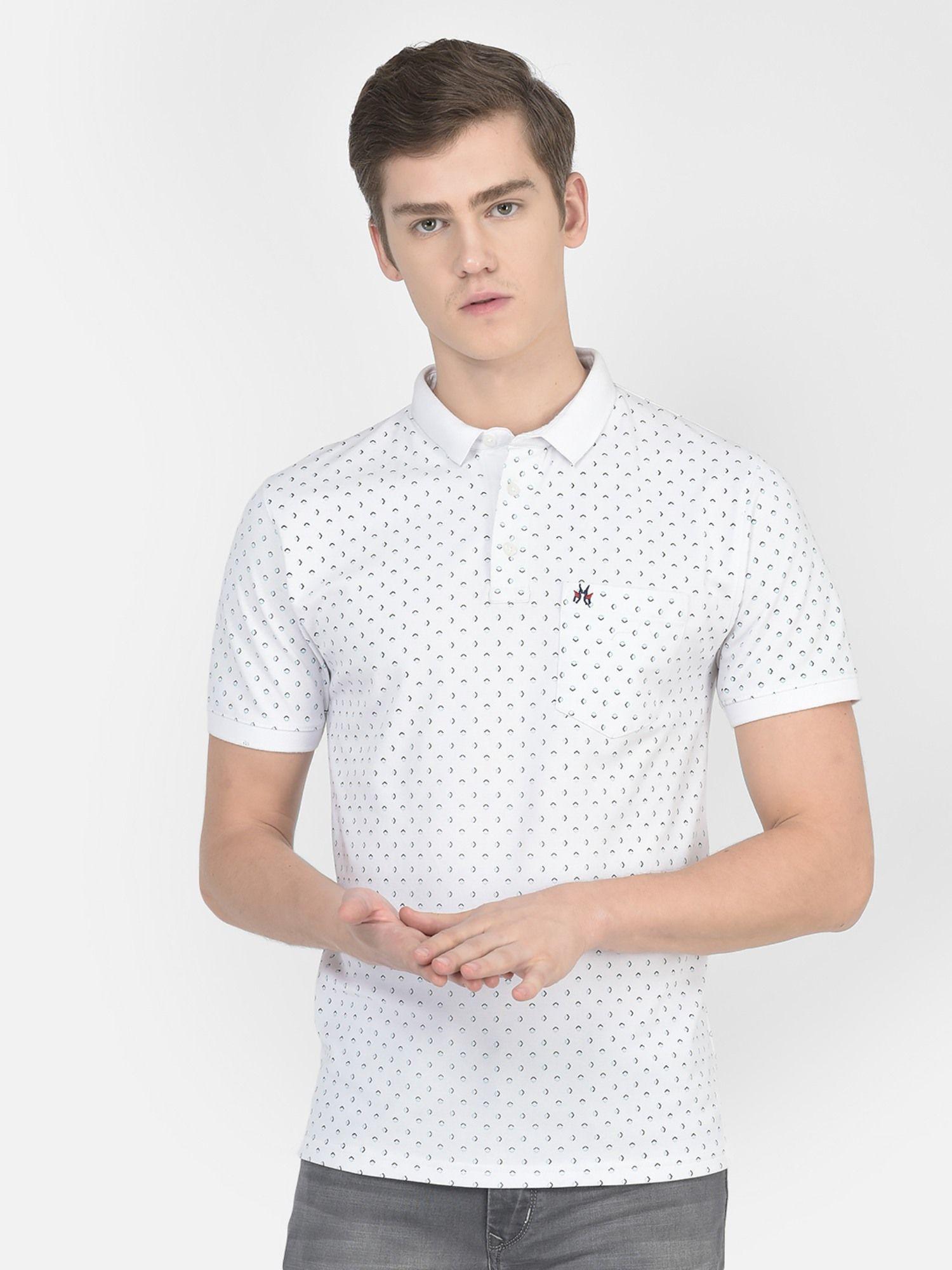 men white geometric print polo t shirt