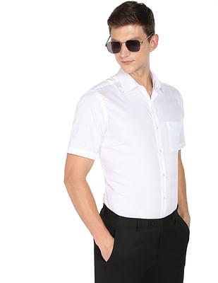 men white pure cotton horizontal stripe dobby formal shirt