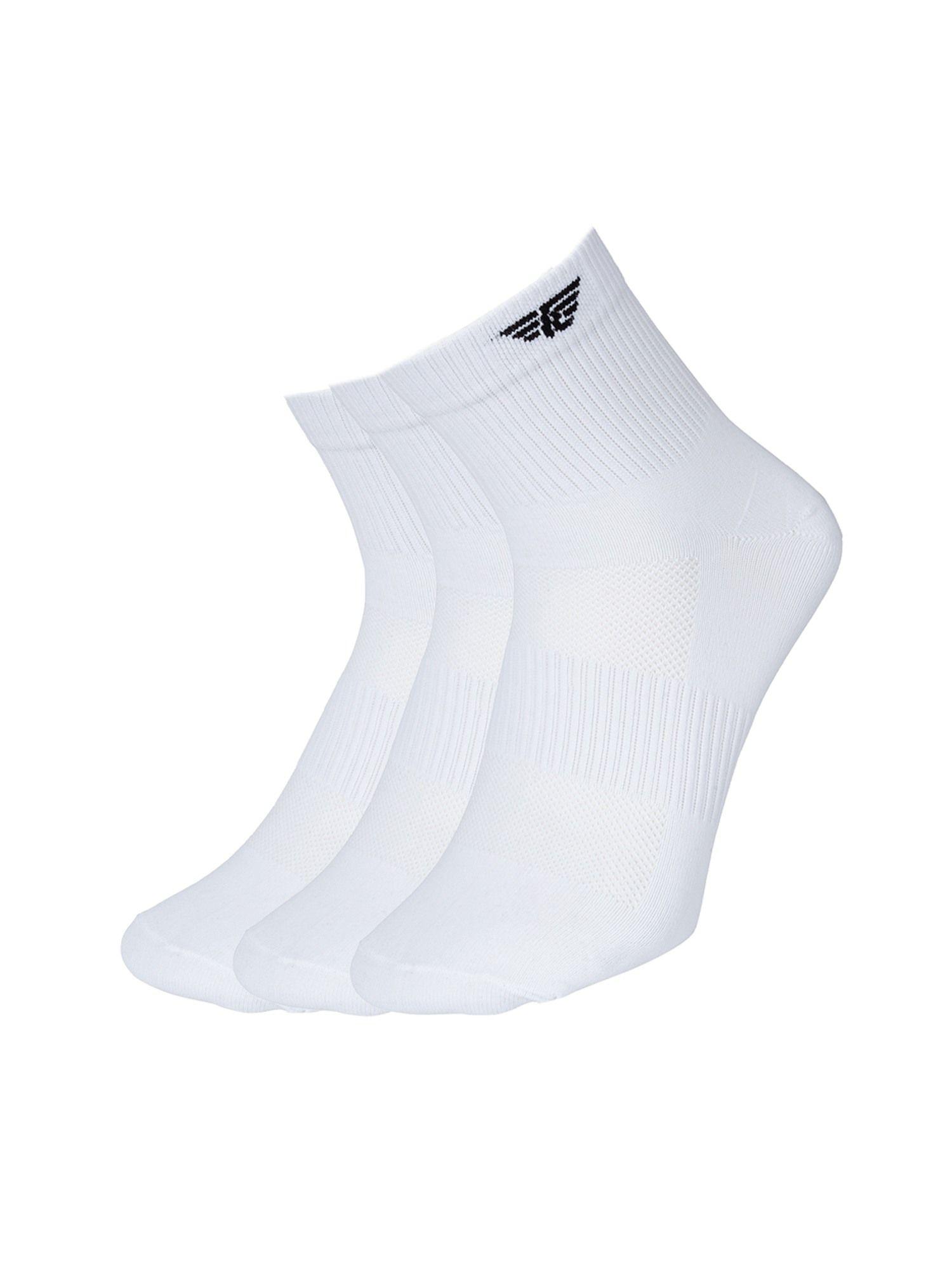 men white solid ankle length socks (pack of 3)