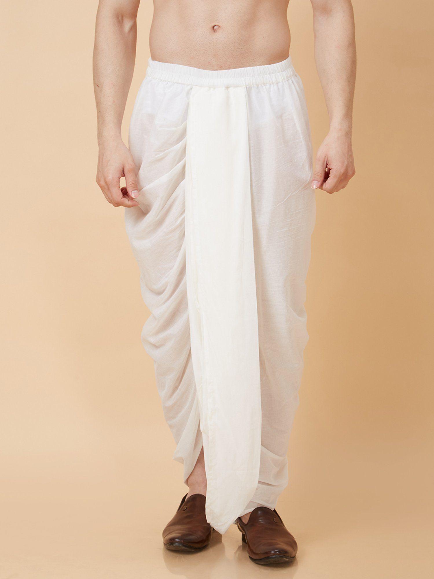 men white solid cotton dhoti pant