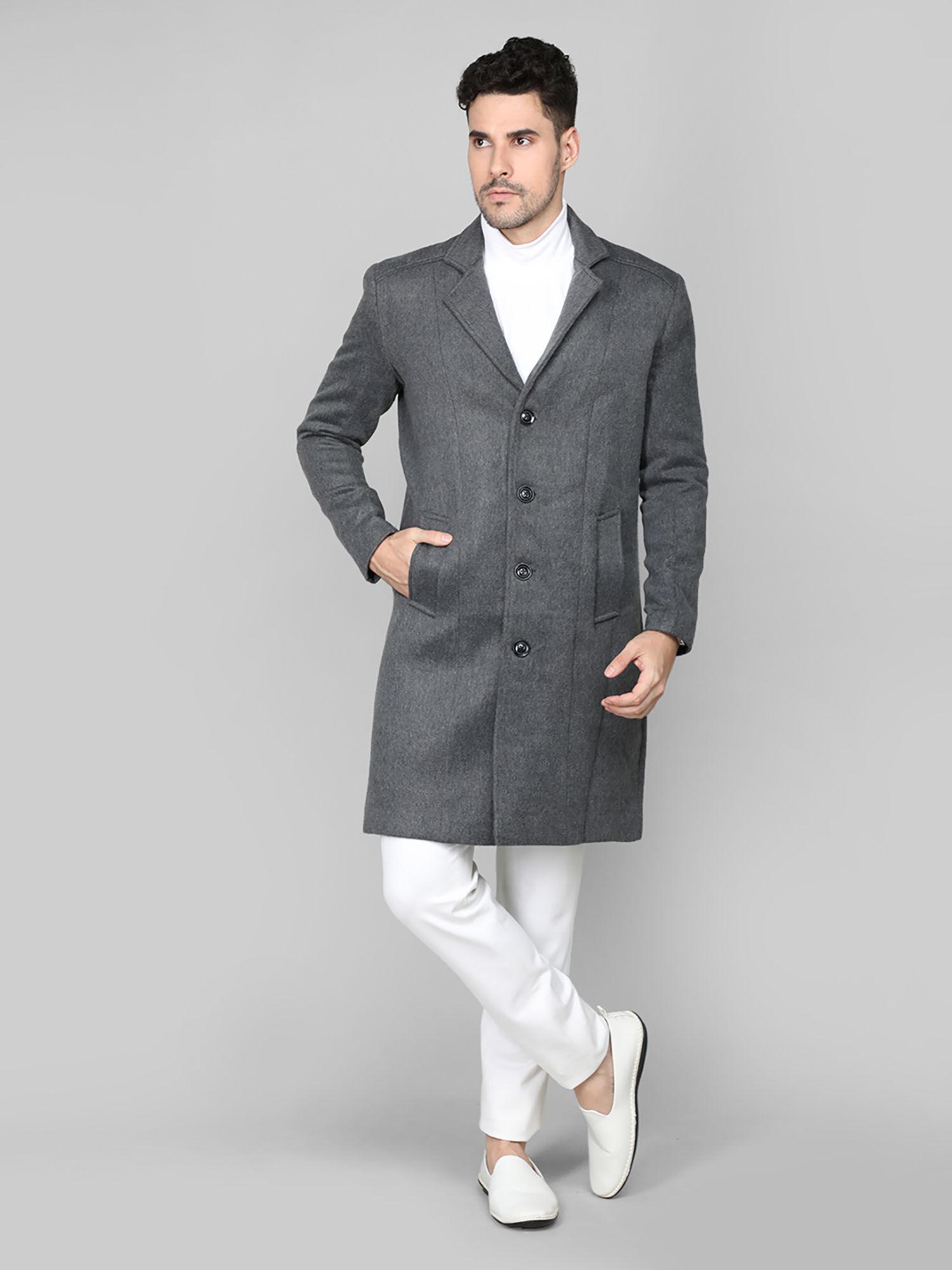 men winter wear regular fit tweed coat