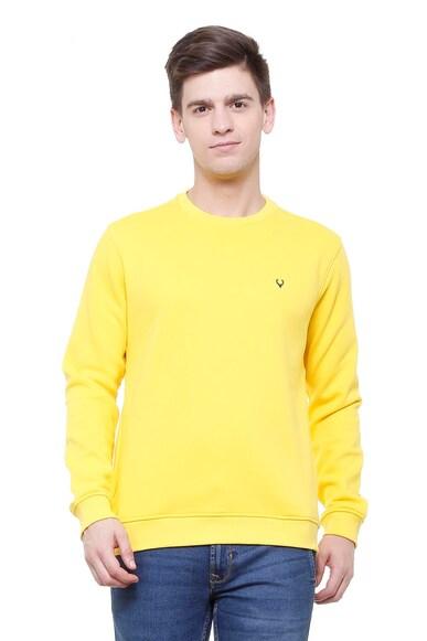 men yellow crew neck full sleeves casual sweatshirt
