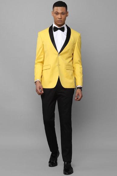 men yellow slim fit solid party blazer