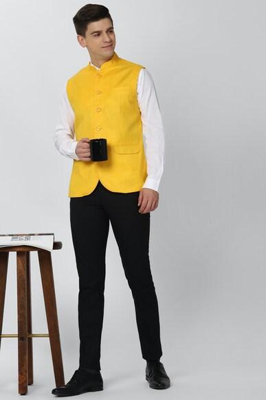 men-yellow-solid-regular-fit-formal-nehru-jacket