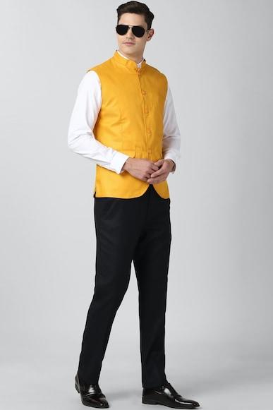 men-yellow-textured-nehru-jacket