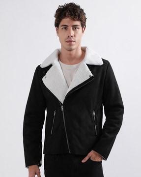 men zip-front bomber jacket with insert pockets