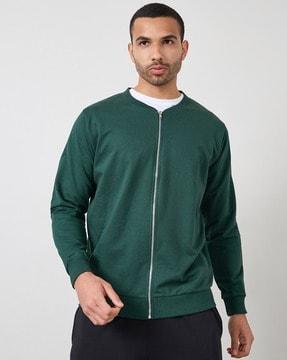 men zip-front relaxed fit bomber jacket