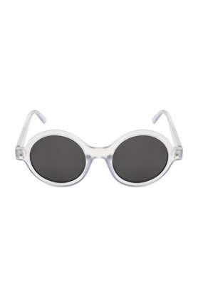 men,women full rim polarized & uv protected round sunglasses - pluto - clear blue