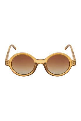 men,women full rim polarized & uv protected round sunglasses - pluto -brown