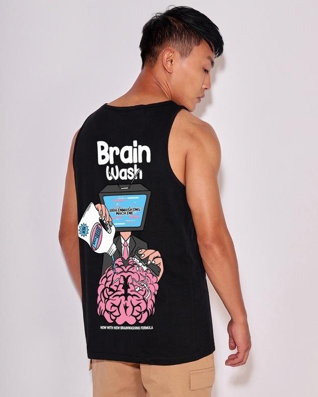 men's black brain wash graphic printed vest