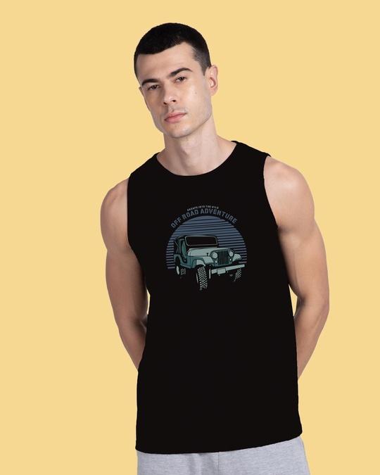 men's black off road jeep graphic printed vest