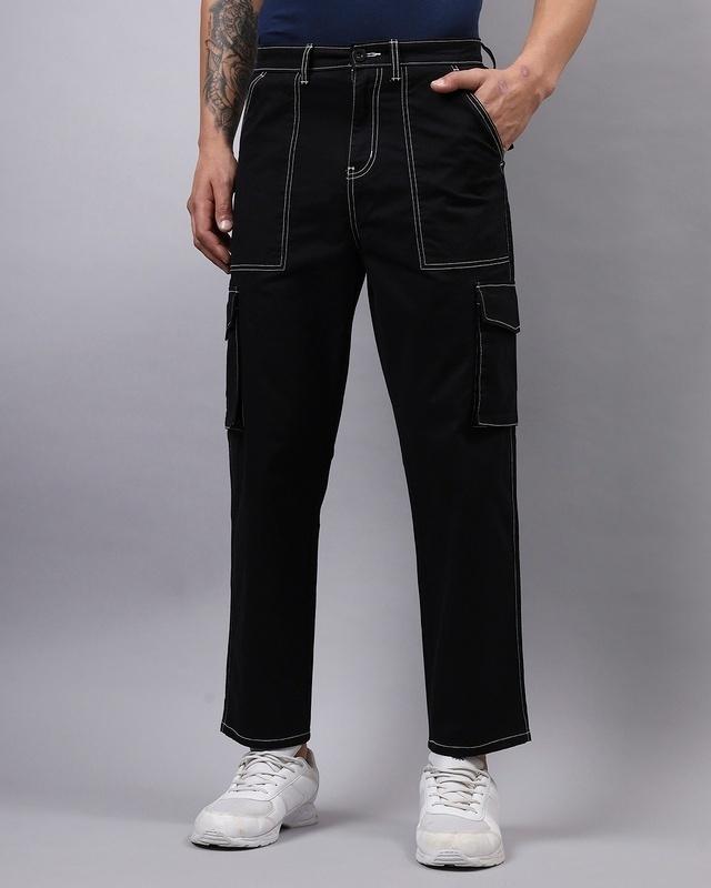 men's black oversized cargo trousers