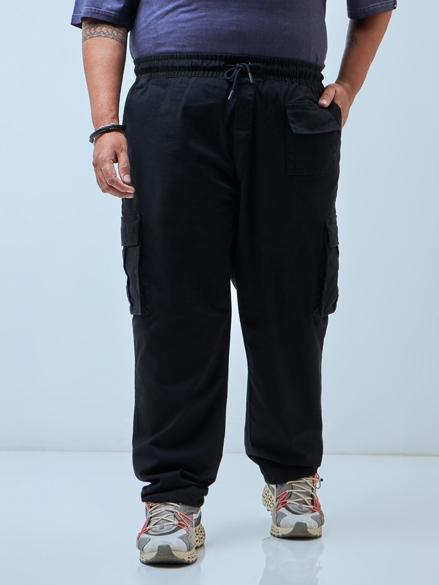 men's black oversized plus size cargo trouser