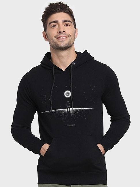 men's black starstruck graphic printed hoodies