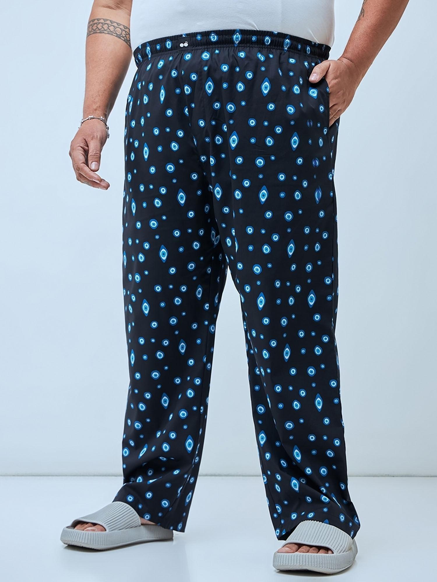 men's blue all over printed plus size pyjama
