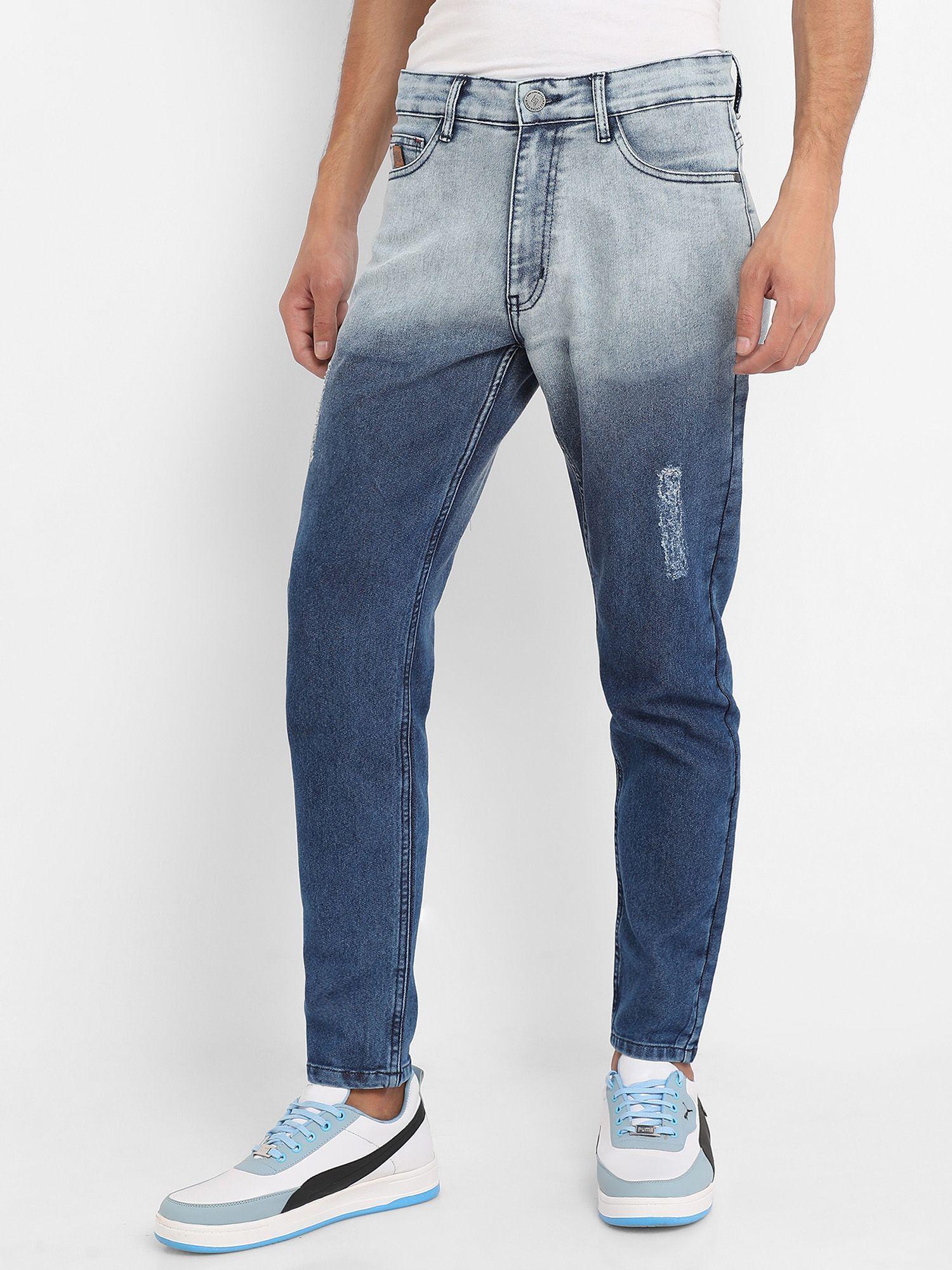 men's blue contrast ombre denim jeans