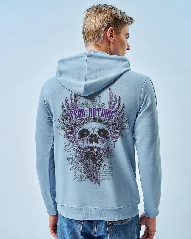 men's blue fear nothing graphic printed hoodies