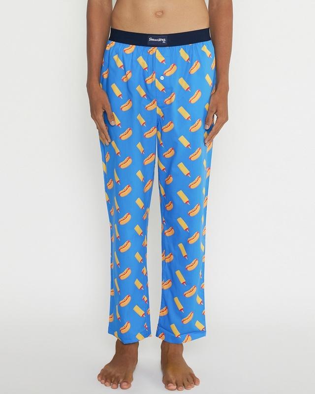 men's blue hot diggity dogs printed pyjamas