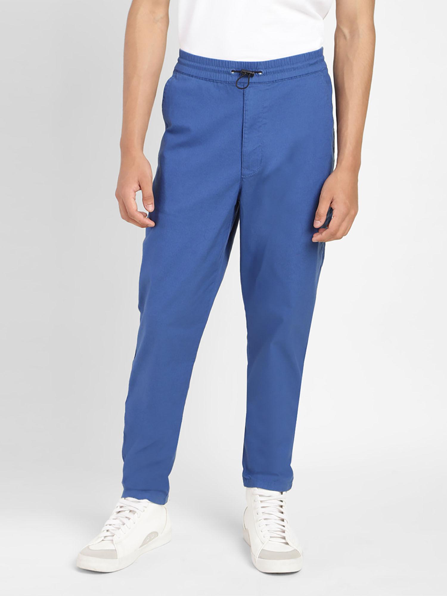 men's blue regular fit trousers