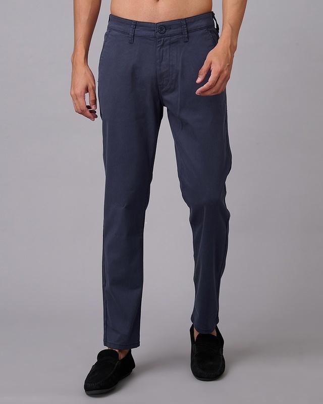 men's blue slim fit trousers