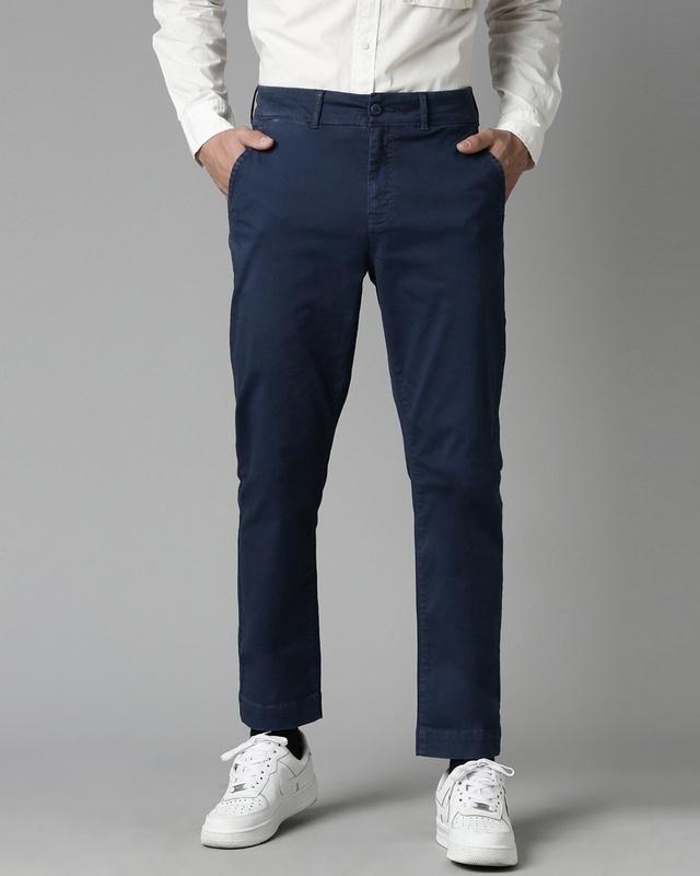 men's blue slim fit trousers