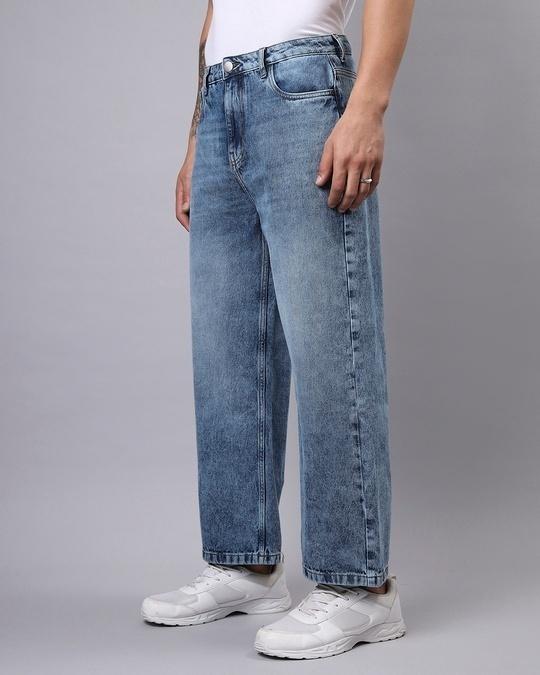 men's blue straight fit denim jeans