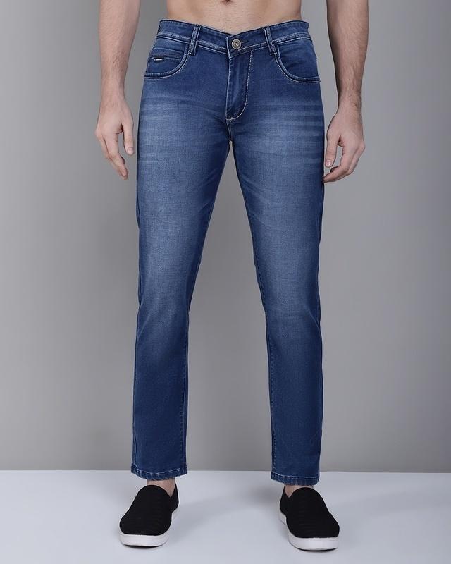 men's blue washed slim fit jeans