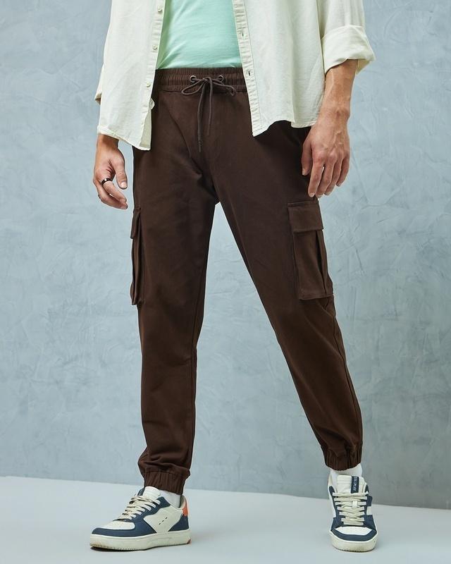 men's brown overised cargo trousers
