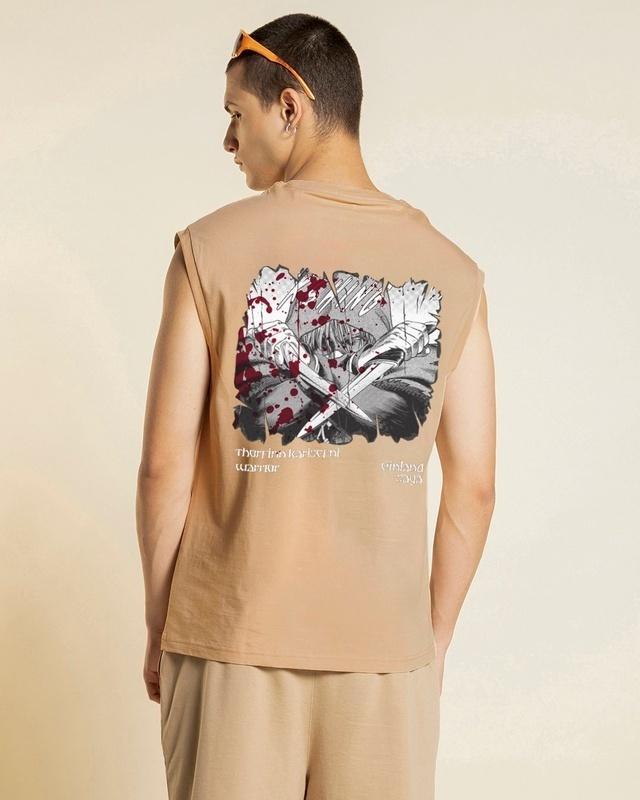 men's brown thorfinn graphic printed boxy fit vest