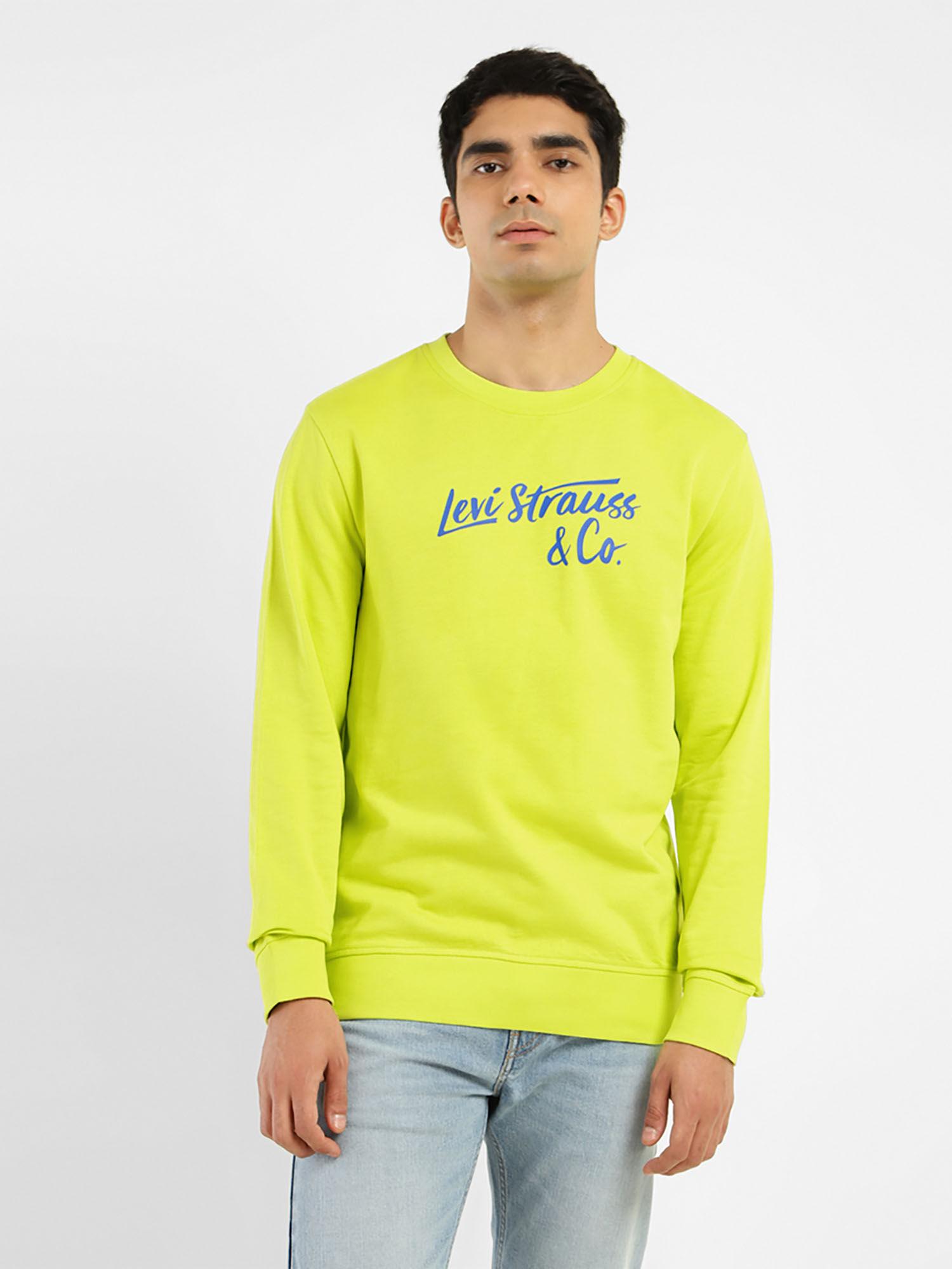 men's graphic print green crew neck sweatshirt
