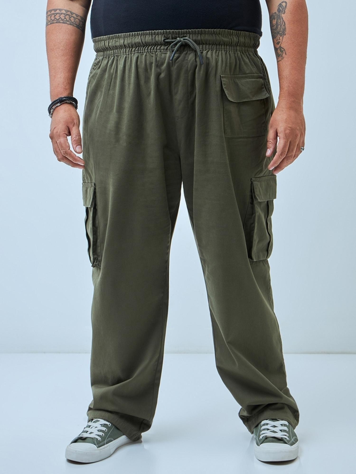 men's green oversized plus size cargo trouser