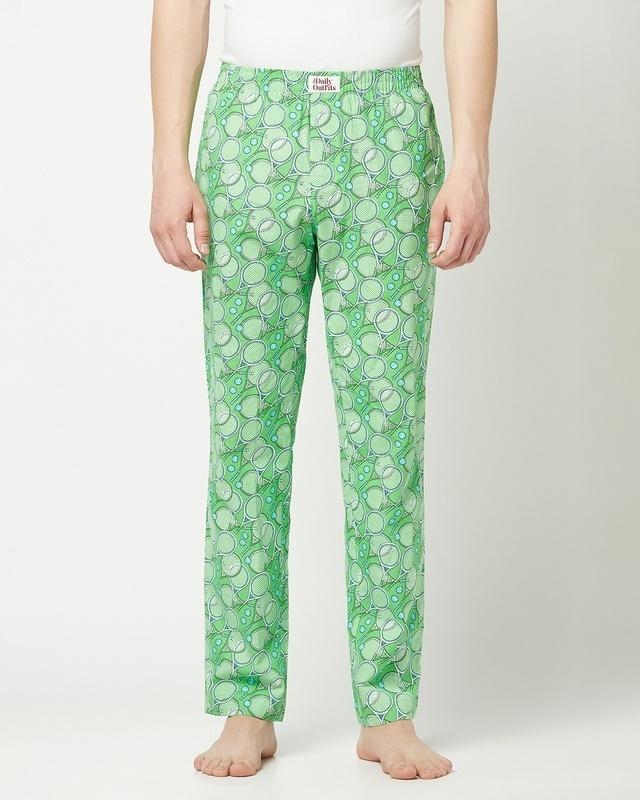 men's green tennis love all over printed pyjamas