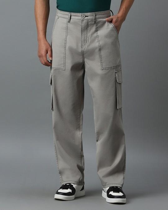 men's grey oversized cargo trousers