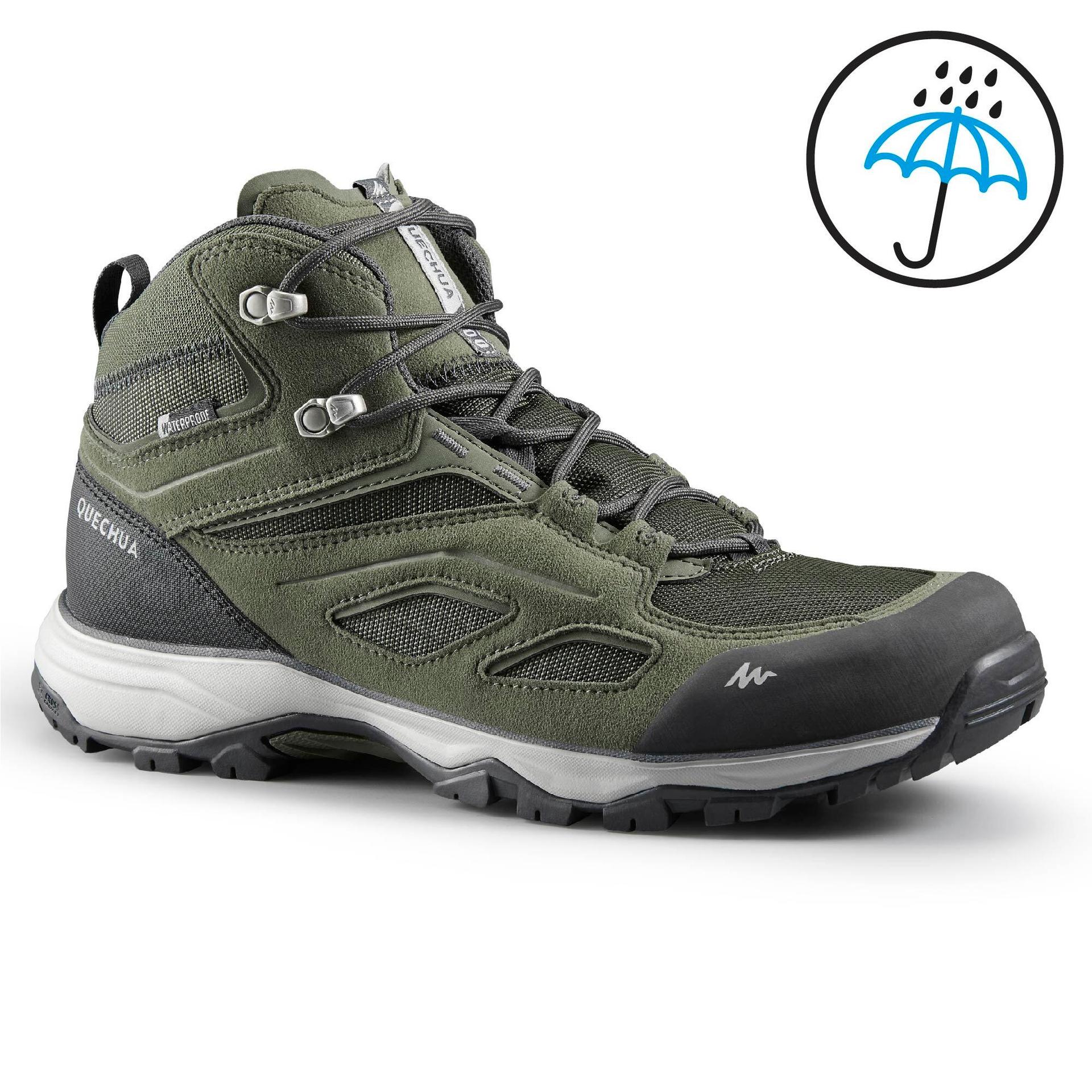 men's hiking shoes (waterproof) mh100 - khaki