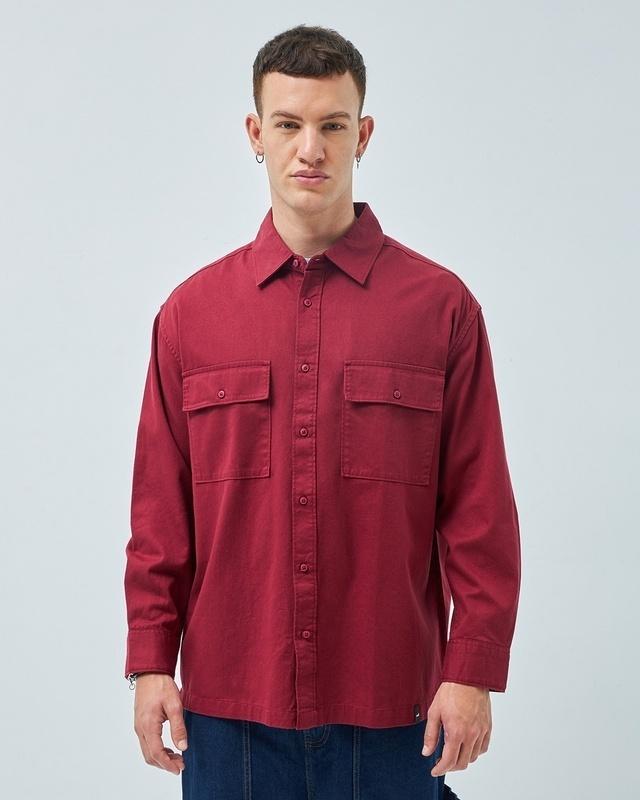 men's maroon oversized shirt